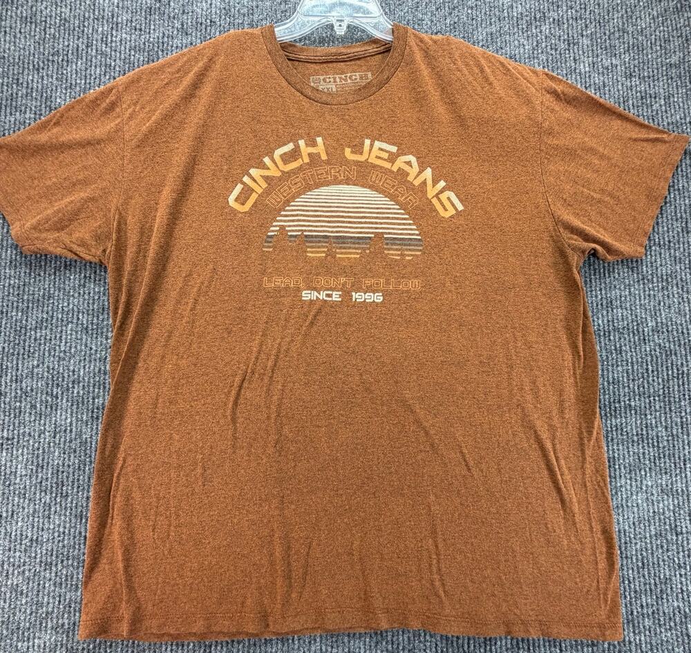 Cinch Jeans Co Mens 2XL Western Graphic T-Shirt Brown Short Sleeve Cotton Tee